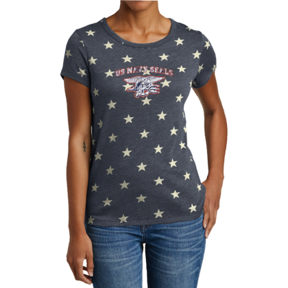 Ladies Stars Tee with US NAVY SEALS and Trident