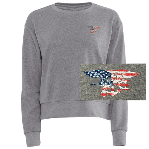 Ladies Red/White/Blue Trident Laguna Sueded Sweatshirt