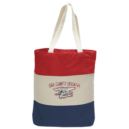 Trident Red/Natural/Navy US NAVY SEALS Tote Bag