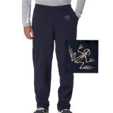 Men's Bone Frog Navy Open-Bottom Fleece Sweatpants