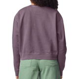 Ladies Plum Garment-Dyed Mid-Length Trident Flag Crewneck Sweatshirt