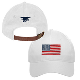 Ladies White Cap with Big American Flag and Trident