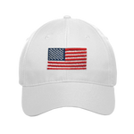 Ladies White Cap with Big American Flag and Trident