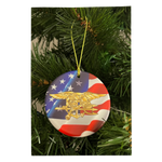 Trident American Flag Ceramic Circle Ornament