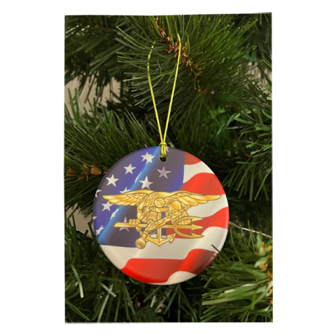 Trident American Flag Ceramic Circle Ornament