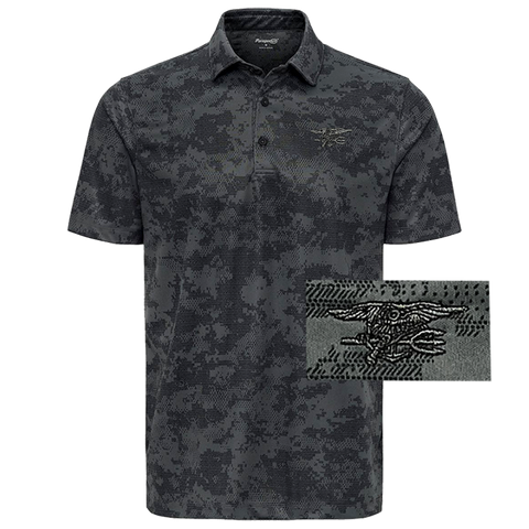 Trident Men's Monterey Black Camo Polo