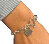 Sterling Silver Heart Trident Charm Bracelet