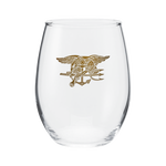 Gold Trident Stemless Wine Glass