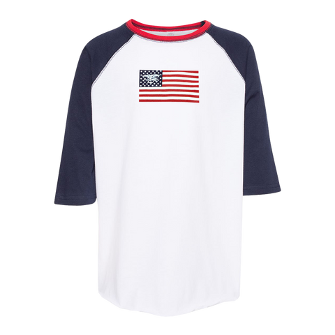 YOUTH American Flag with Trident Baseball Jersey Tee