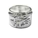 Sterling Silver Men's Cigar Band Trident Ring - UDT-SEAL Store
