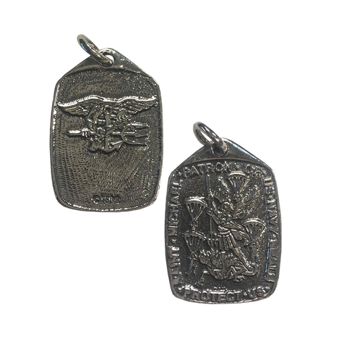 St. Michael Pendant Oxidized Sterling Silver